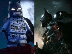 A Lego Batman: Legacy of the Dark Knight promóciós grafikája a Batman: Arkham Knight promóciós grafikája mellett