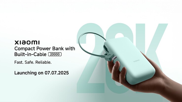 Marketingplakát a Compact Power Bank beépített kábellel 20000 Indiában. (Kép forrása: Xiaomi)