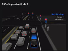 Tesla FSD 14 parkolás kiválasztásának vizuális megjelenítése. (Kép forrása: Tesla)
