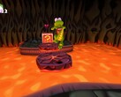 Croc Legend of the Gobbos screenshot, melyen Croc átugrik a láva fölött