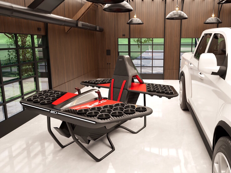 A Leo Flight JetBike légi gyorsító elég kicsi ahhoz, hogy elférjen a garázsban az otthoni töltéshez. (Kép forrása: Leo Flight)