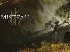 A Mistfall Hunter kulcsfontosságú illusztrációja, amely a Gyldenmist sötét fantasy világát ábrázolja.