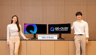 A Samsung éles V-Stripe QD-OLED panelje 360 Hz-es frissítési sebességgel. (Kép forrása: Samsung Display)