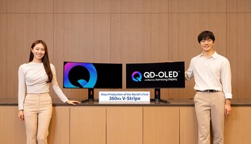 A Samsung éles V-Stripe QD-OLED panelje 360 Hz-es frissítési sebességgel. (Kép forrása: Samsung Display)