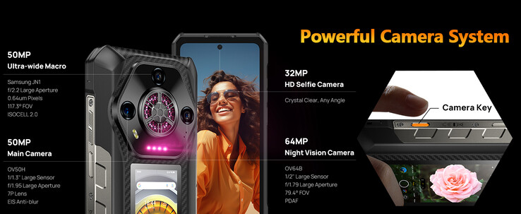 Az Armor 30 Pro két kijelzővel, négy kamerával és egy hangszóróval rendelkezik (Kép forrása: Ulefone)