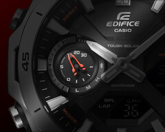 Az új Casio Edifice ECB-2300D-1A (a képen) piros visszaszámlálóval rendelkezik. (Kép forrása: Casio)