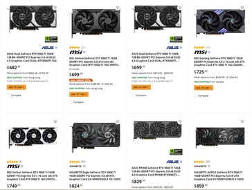 RTX 5060 Ti 16 GB ára a Newegg-en. (Kép forrása: Newegg)