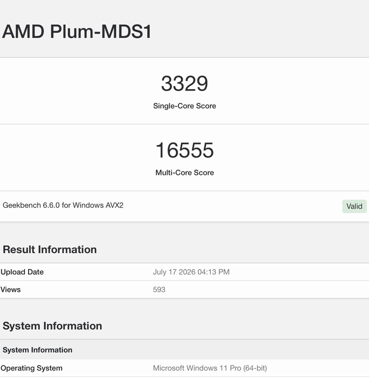 A képen a kiszivárgott Zen 6 mérnöki minta Geekbench 6-os listája látható.