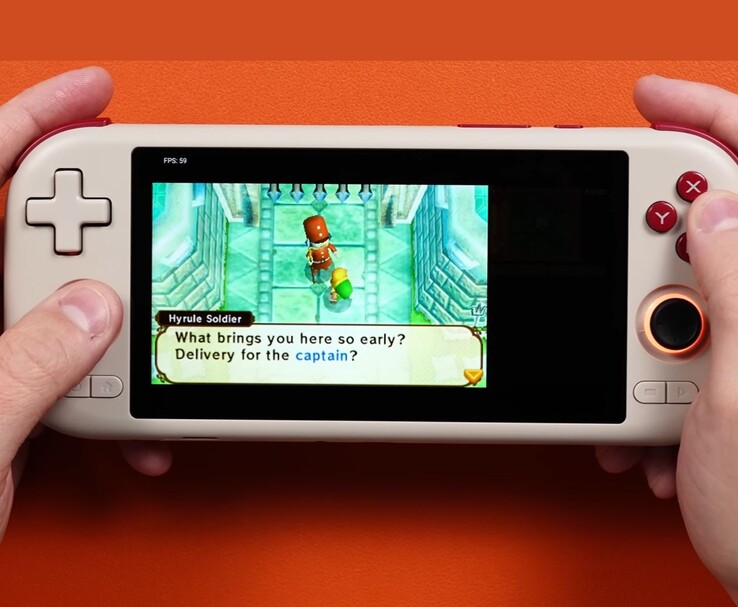 Mangmi Air X kéziszámítógép, amelyen a The Legend of Zelda: A Link Between Worlds fut egy 3DS emulátoron. (A kép forrása: Joey's Retro Handhelds)