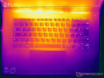 Felületi hőmérsékletek a stresszteszt során (felső oldal)