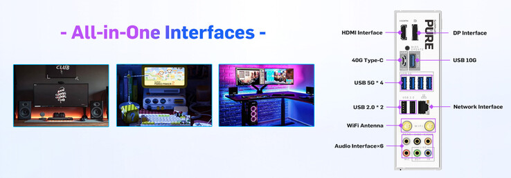 Hátsó I/O áttekintés az USB4, a kijelző kimenetek, a hálózati és audio csatlakozási lehetőségekről