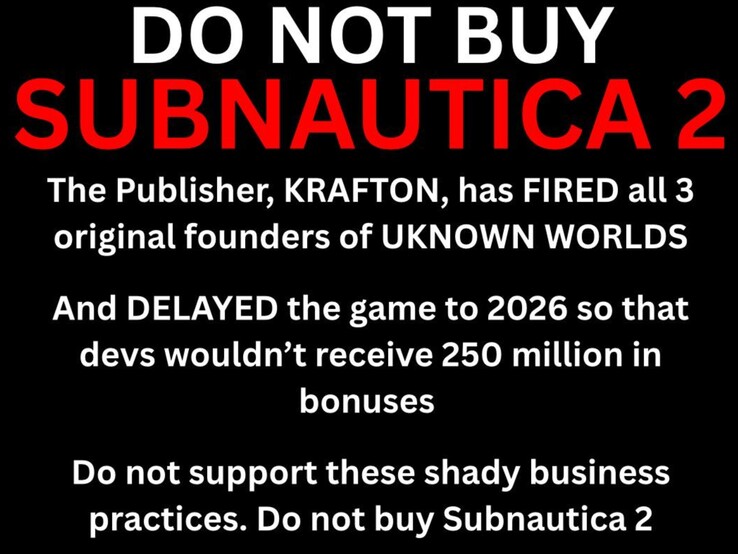 Rajongók a Subnautica subredditen bojkottot kérnek. (Kép forrása: Specialist-Target461 a Redditen)