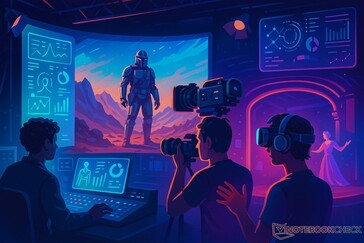 Egy futurisztikus filmes díszlet, amelyet a virtuális gyártás, az AI és a VR-technológia hajt (Kép forrása: OpenAI/DALL-E)