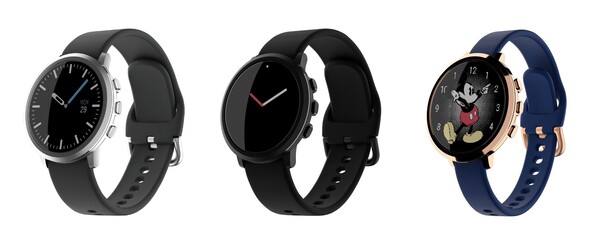 Pebble Round 2 csiszolt ezüst, matt fekete és polírozott rózsaarany színben. (Kép forrása: Repebble)