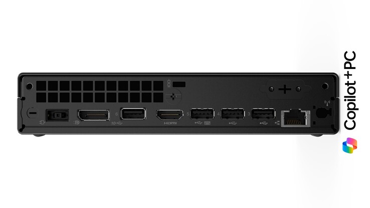 A ThinkCentre Neo 55q Gen 6 hátoldalán rengeteg port található. (Kép forrása: Lenovo)