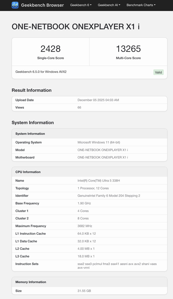 (Kép forrása: Geekbench)