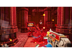 A Warhammer 40,000: Boltgun - Words of Vengeance játékmenetét bemutató gameplay screenshot, amely a gépelésen alapuló játékmenetet mutatja be. (Kép forrása: Steam)