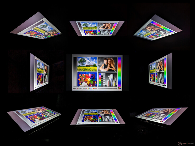 Széles IPS betekintési szögek. A színek és a kontraszt a Mini-LED-hez és az OLED-hez képest könnyebben romlanak, ha szélesebb szögből nézik