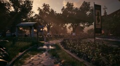 A Mukti részletes kültéri környezete, amely hangulatos világítást és környezettervezést mutat be a múzeumi környezetben (Kép forrása: Mukti hivatalos honlapja)