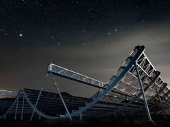 A CHIME teleszkóp (A kép forrása: CHIME, Andre Renard, Dunlap Institute for Astronomy & Astrophysics, and University of Toronto; kivágva)