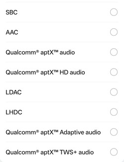 Elérhető Bluetooth audio codec-ek