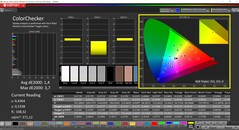 CalMAN ColorChecker (profil: P3, cél színtér P3)