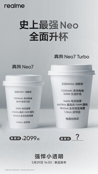 A Neo7 Turbo dizájn- és specifikációs frissítéseit a bevezetés előtt teljes egészében bemutatjuk. (Forrás: Realme via Weibo)