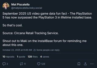 Circana PS5 telepített bázis vs PS3 (Kép forrása: Mat Piscatella Bluesky fiók)
