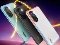 Poco M7 Plus Aqua Blue, Carbon Black és Chrome Silver színekben. (Kép forrása: Poco)