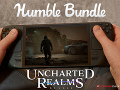 Az Uncharted Realms csomag 2025. augusztus 23-ig marad aktív. Képeken: A Fort Solis-t futtató Steam Deck. (Kép forrása: Notebookcheck, Steam és Humble Bundle - szerkesztés)