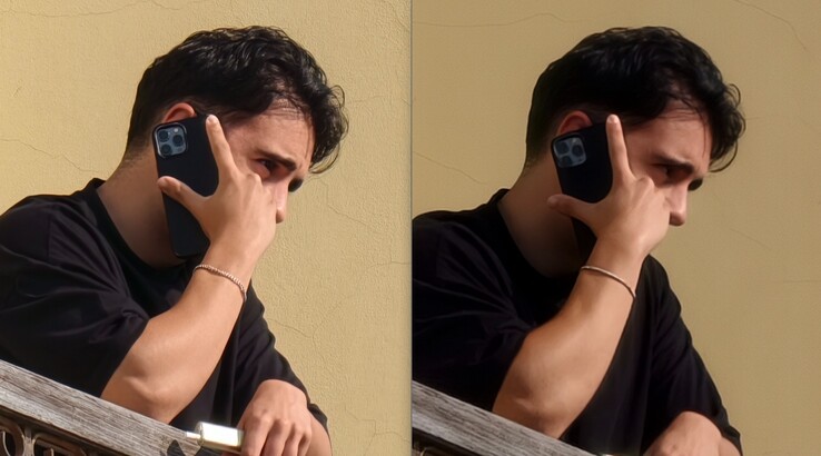 Az összehasonlítás itt is egyértelmű. Balra: Telekonverterrel 400 mm-nél. Jobbra: Telekonverter nélkül