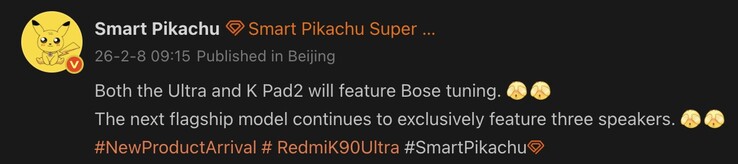 A kiszivárgás Bose-hangolású hangszórórendszert sejtet a Xiaomi Redmi K90 Ultra és a K Pad 2 számára.