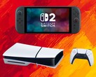 Switch 2 és PS5 konzolok a spanyol zászló színeivel (Kép forrása: Nintendo of America, Sony PlayStation szerkesztéssel)