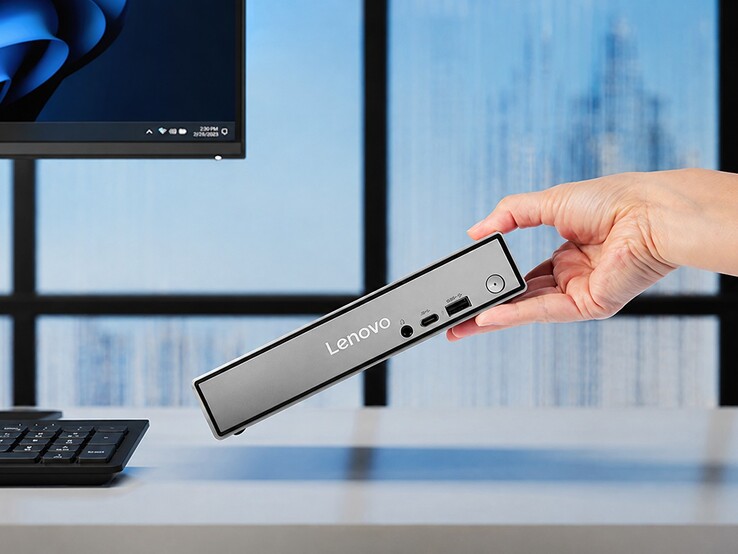 A ThinkCentre Neo 50q Gen 7 mini PC 1 literes házban kapható, méretei 1,44 x 7,05 x 7,2 hüvelyk.