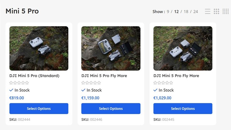 Három DJI Mini 5 Pro csomag már megrendelhető egy ciprusi DJI kereskedőnél.