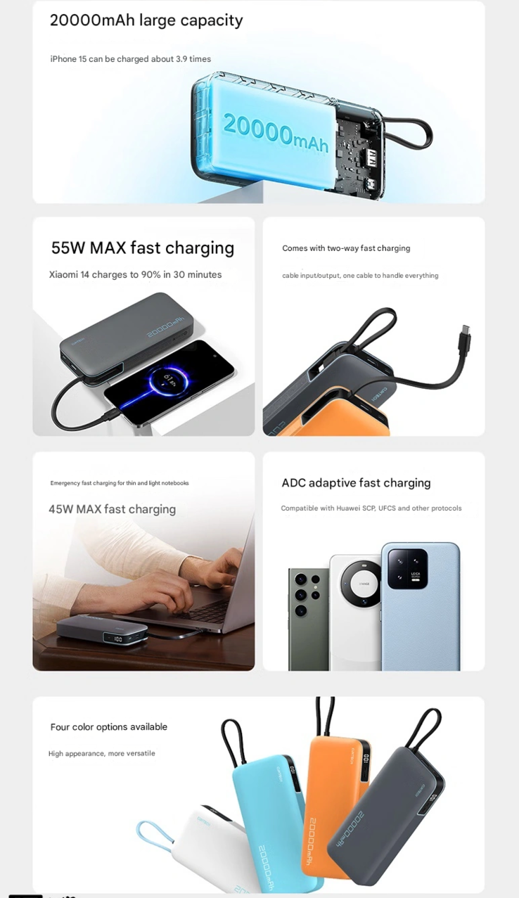 A power bank főbb jellemzői (Kép forrása: Cuktech - gépi fordítás)