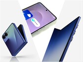 Galaxy Z Flip 7 (balra), Galaxy S25 Edge (középen), Galaxy Z Fold 7 (jobbra).