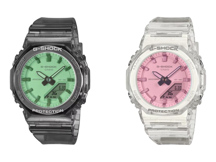 A Casio G-Shock GMA-P2100SR-1A (balra) és GMA-P2100SR-7A (jobbra) órák