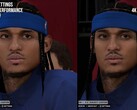 Vizuális különbség a karakterek megjelenítésében az NBA 2K27-ben DLSS 5 használatával és anélkül.