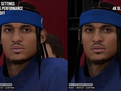 Vizuális különbség a karakterek megjelenítésében az NBA 2K27-ben DLSS 5 használatával és anélkül.