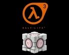 Az alábbi képen látható a Dbrand súlyozott Companion Cube a Half-Life 3 logója mellett