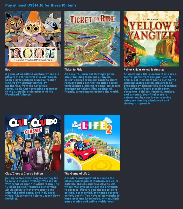 A további öt játék, amelyek 14,16 dollár befizetése esetén lesznek feloldva. (Kép forrása: Humble Bundle)