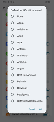 Értesítési hangok (nem a teljes lista). (Kép forrása: Sergey Tarasov - Notebookcheck)