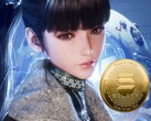 Stellar Blade karakter Eve a kriptopénz mellett (Kép forrása: Shift Up, Amazon szerkesztéssel)