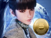 Stellar Blade karakter Eve a kriptopénz mellett (Kép forrása: Shift Up, Amazon szerkesztéssel)