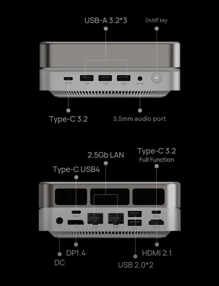 A Mechrevo iMini P700 mini PC bőséges portkínálattal rendelkezik.