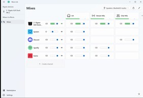 Források (hardver/szoftver) a bal oldalon, a jobb oldalon a keverékekhez rendelt források