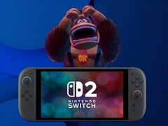 Egy dühös Donkey Kong áll a Switch 2 konzol mögött (Kép forrása: Nintendo of America szerkesztve)