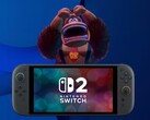 Egy dühös Donkey Kong áll a Switch 2 konzol mögött (Kép forrása: Nintendo of America szerkesztve)