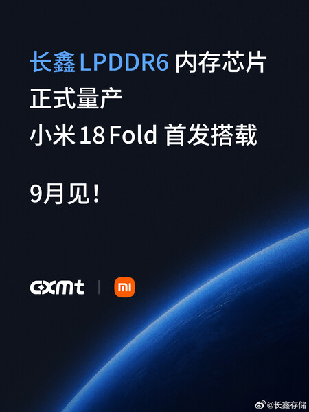 A CXMT megerősítette, hogy a Xiaomi 18 Fold az LPDDR6 memóriát fogja használni